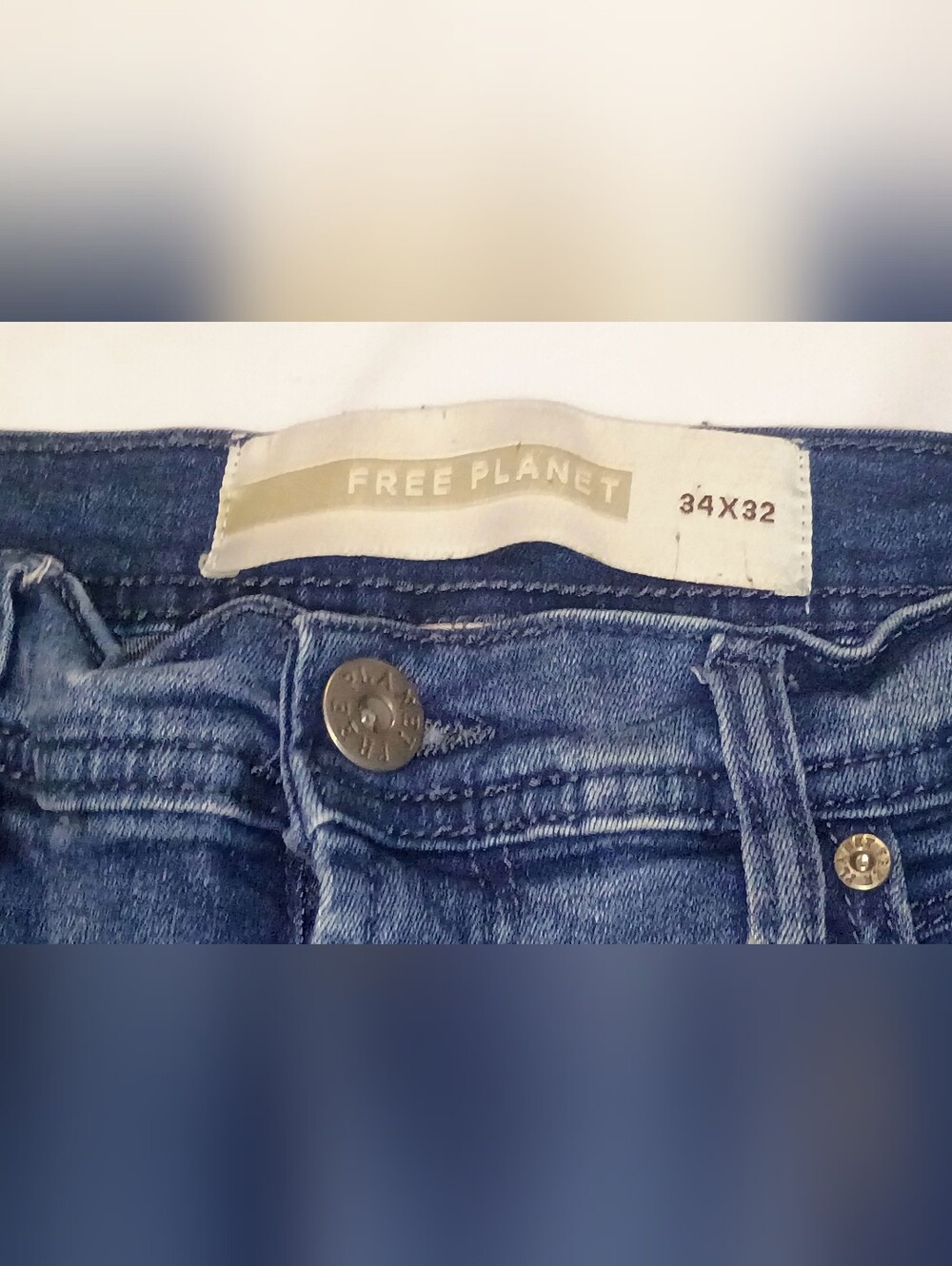 Free Planet Men’s Stretch Straight Leg Premium Comfort Blue Wash Jeans 34x32
